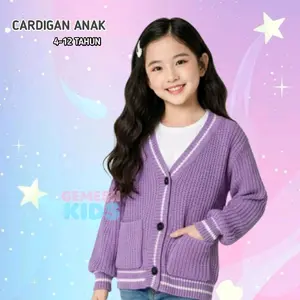 Gemes Kids Baju Atasan Sweater Cardigan Anak Perempuan Usia 4-12 Tahun Bahan Rajut Tebal Fashion Anak Cewek Korean Style Cantik korea dicuci dengan tangan saja outer Jaket rajutanak Dingin