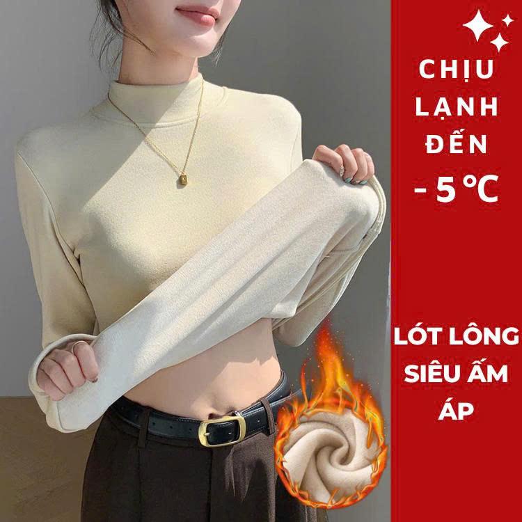  AL679 Áo giữ nhiệt nữ lót lông siêu ấm cổ cao áo thun giữ nhiệt nữ cao cấp áo giữ nhiệt co giãn 4 chiều chống lạnh -5oC cao cấp ôm dáng body siêu hot 2025 HẠNH HOÀNG DESIGN 