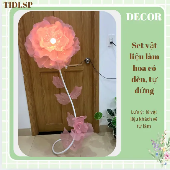 Sét/bộ vật liệu làm 1 CÂY hoa khổng lồ 3 lớp CÓ ĐÈN (khách tự làm- vải chưa cắt)