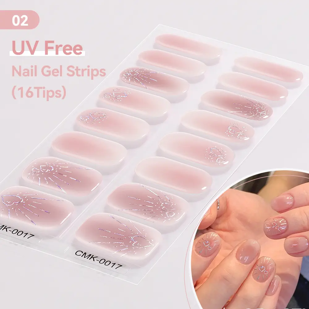 BORN PRETTY 16 Tips Nail Gel Stickers  UV Free Nail Gel Strips 3D Full Cover Stickers for  Nails Colorful Decals for Manicure 60613