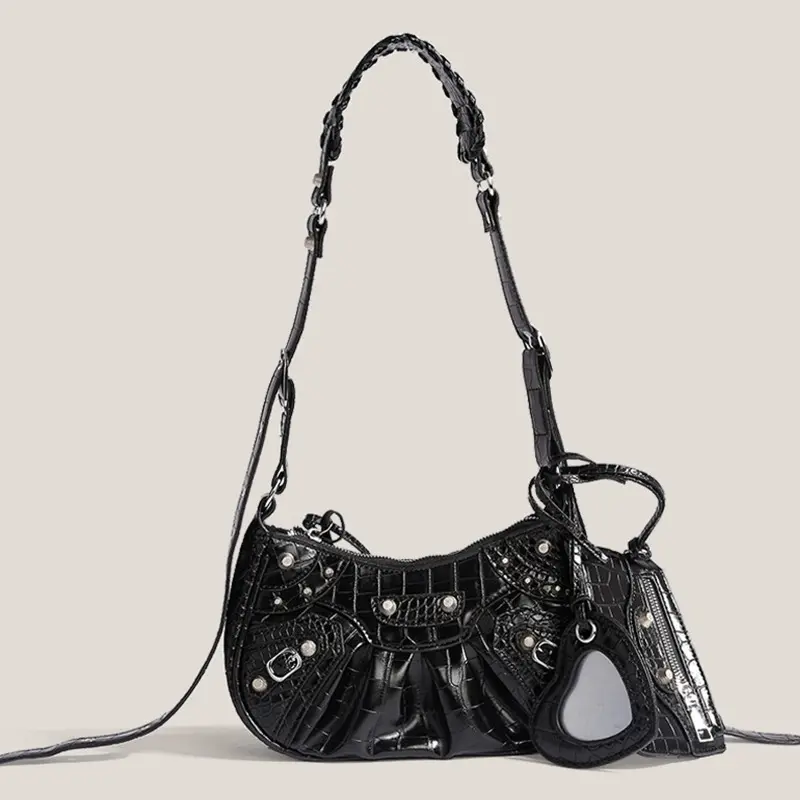 BINE 11696 Tas Shoulder Bag Selempang Handbag Wanita Import Black/Silver/White/Pink