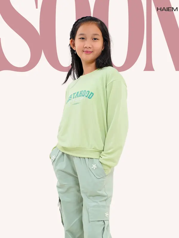 Set Sweater Oversize Anak Perempuan 4-13 Tahun Fashion Baju Anak Cewek Celana Cargo Serut | SOC | AI 1217 3