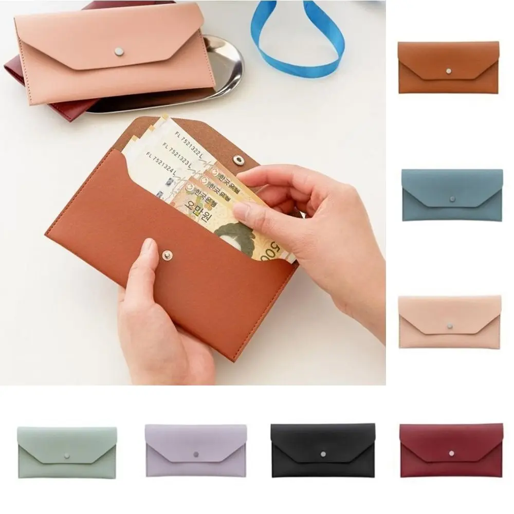 Korean Style Women Long Envelope Wallets Elegant Multifunctional PU Leather Portable Coin Purse for Women