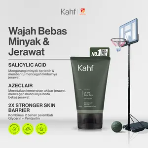NEW LOOK BETTER FORMULA! Kahf Face Wash Oil and Acne Care 100 ml - Sabun Cuci Muka Pria untuk Membantu Lawan Jerawat dan Kontrol Minyak - Daily Use, Salicylic Acid, Hilangkan Prone, Bekas Beruntusan, Hydrating, Calm, Menenangkan, Hydration, Control