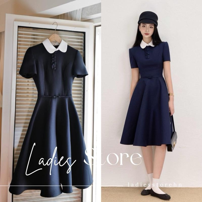 [HÀNG MỚI VỀ] Đầm Váy Xanh Tiểu Thư Dáng Xoè Dài Phối Sen Trắng Cúc Bọc Thanh Lịch Sang Chảnh - LS00130