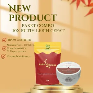 PAKET PUTIH COMBO 10x LEBIH CEPAT ( lulur rejang 250gr + Aravela whitening 150gr)