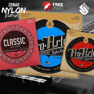 senar gitar klasik nylon silverplate wound clear dan black nylon 1 set