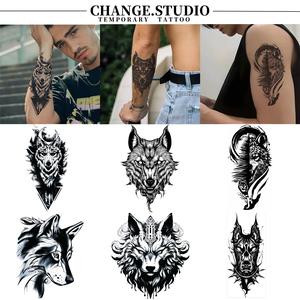 Hình Xăm Tạm Thời, Hình Xăm Sói, Không Thấm Nước, Chống Trơn Trượt, Kéo Dài Trong 15 Ngày. Miếng Dán Hình Xăm
