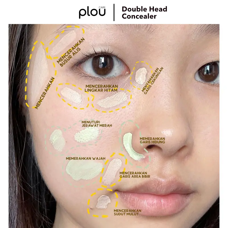 HERORANGE Double Head Stick Highlighter Concealer 2 in 1 Soft Shadow Primer Mencerahkan Menyembunyikan Bintik Jerawat Secara Alami Kosmetik Tahan Lama Long Lasting Contour Bronzer 3