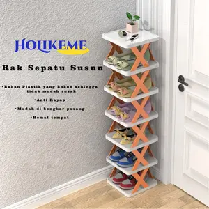 Rak Sepatu X Tempat Rak Sepatu Susun Rak Sendal Tempat Sendal rak Serbaguna Plastic 7 Susun Hijau