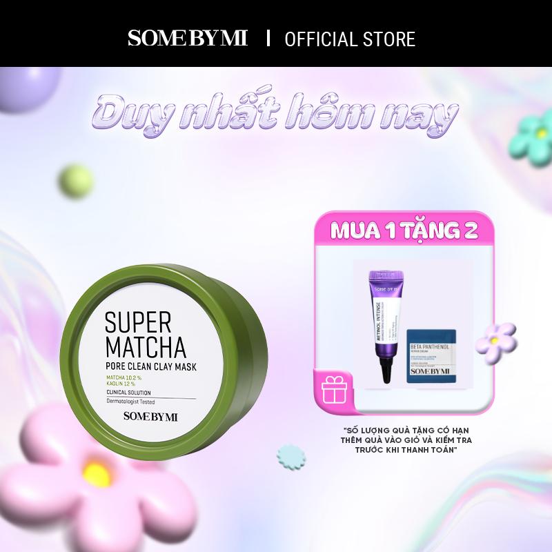 [Quà tặng 1 kem mắt 3ml + 1 kem b5 1.5ml] Some By Mi Mặt nạ đất sét trà xanh Super Matcha Pore Clean Clay Mask 100g