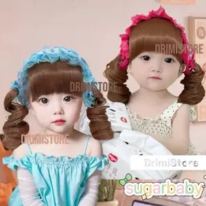 DrimiStore Bando Cantik Sugar Baby Rambut Pirang Curly untuk Anak 3 Bulan hingga 3 Tahun Fashion Anak