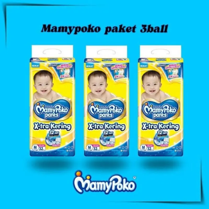 [ Promo Spesial 3 Ball ] popok bayi MamyPoko Pants X-tra Kering Uk S38 / M32 / L28 / XL26 / XXL24 popok bayi tipe celana sekali pakai harga terjangkau