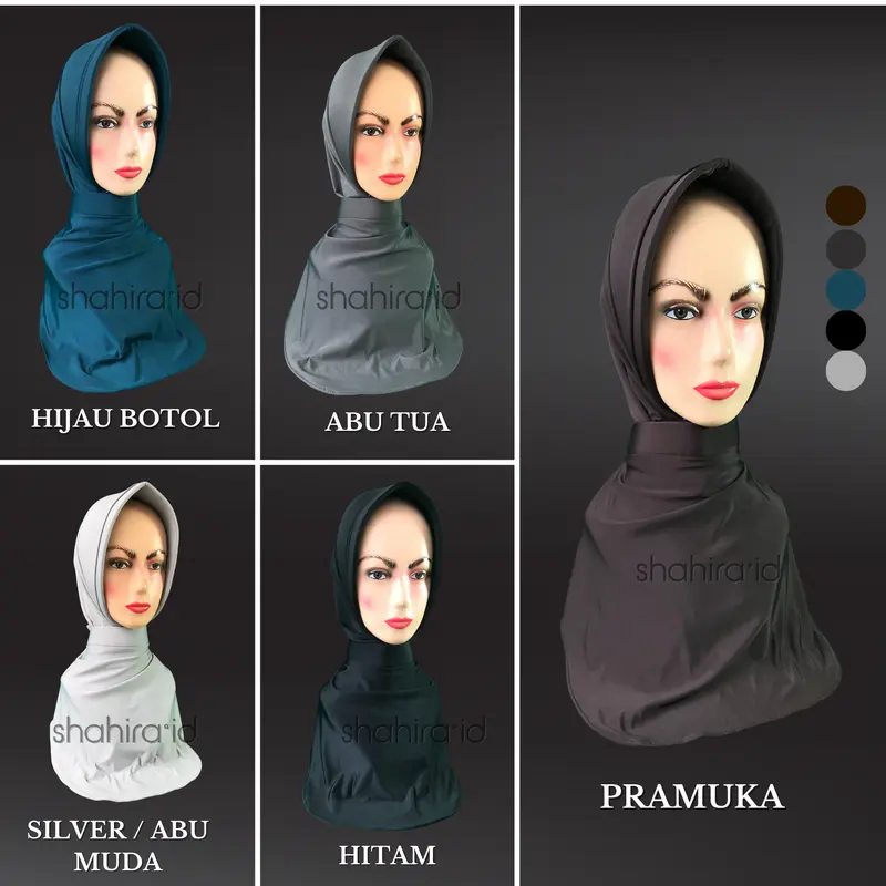 Hijab Dinas Polwan Hitam Ikat Leher Premium Jilbab Instan Olahraga Sport Pad Tumpuk Polos Anti Tembem Kerudung Muslim Cantik Nyaman tali 2025 8