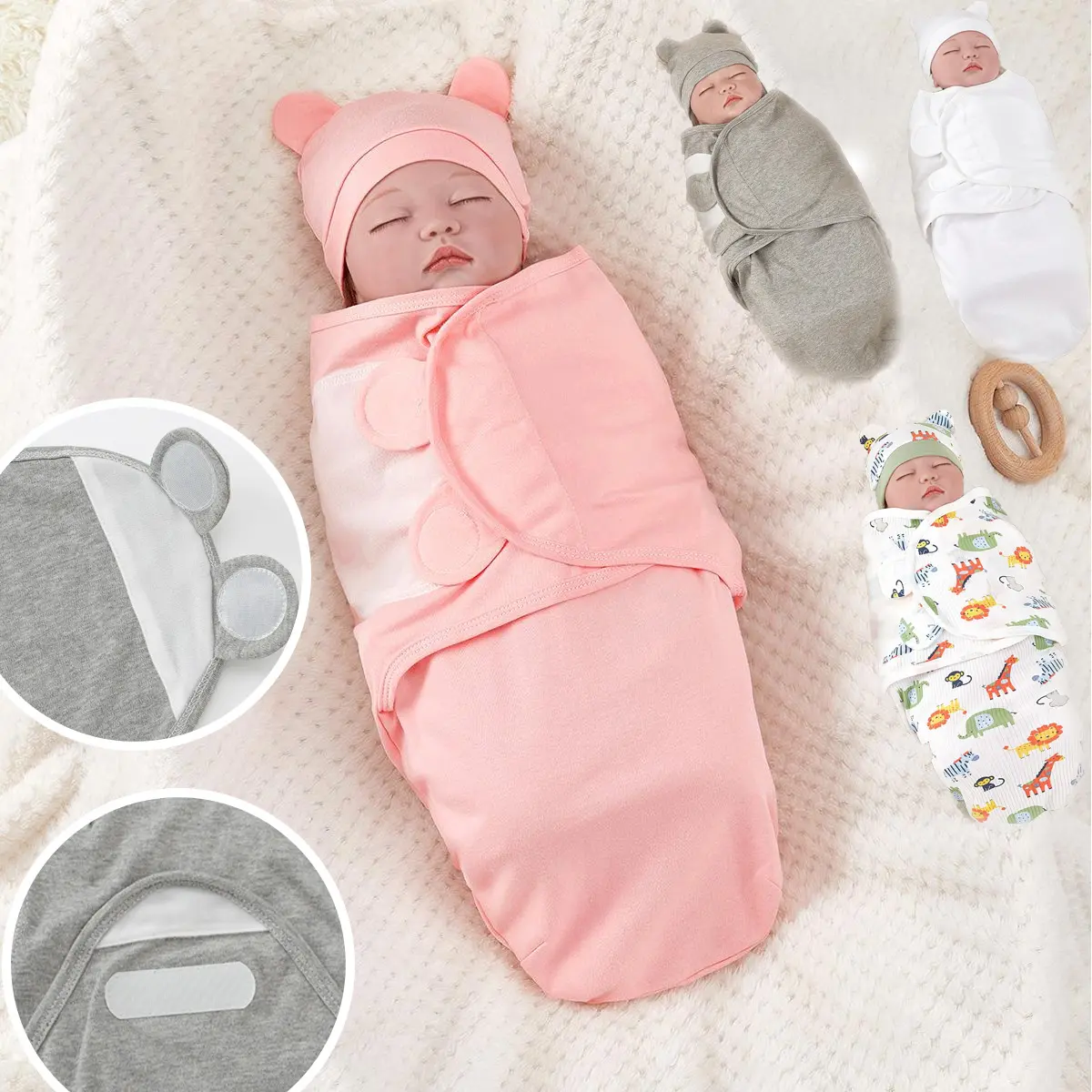 Newborn anti-jump swaddle cotton printed towel spring and summer baby cloth two-piece set baby anti-kick quilt blanket