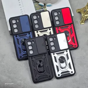 Case Armor Slide Protect Kamera Case Robot + RingStand Case Kompatibel Untuk Infinix Hot 60 Pro 60I 60 60 Pro Plus