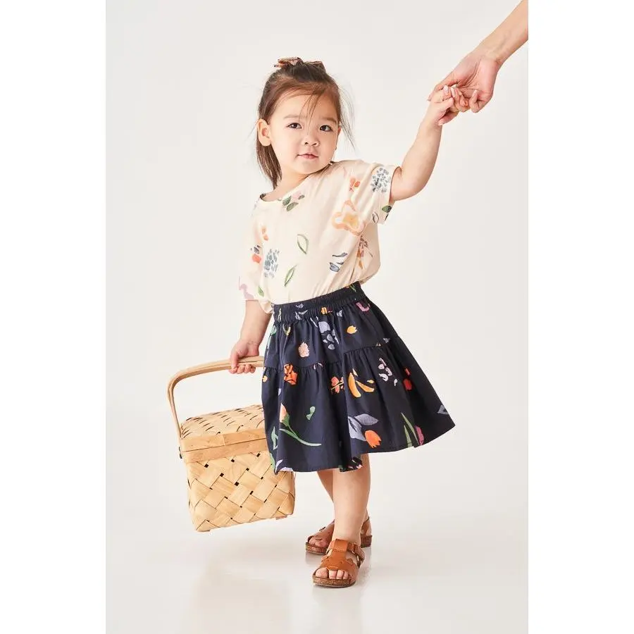 THECLOSETLOVER KIDS' ISABELLE SKIRT IN DAYS TOGETHER NAVY PRINT