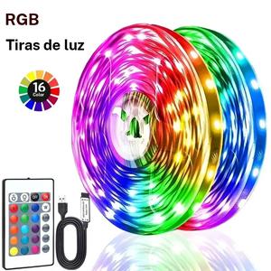 Tira de luz LED RGB con control remoto, retroiluminación alimentada por USB para TV, decoración de dormitorio, fiesta navideña, ambiente romántico