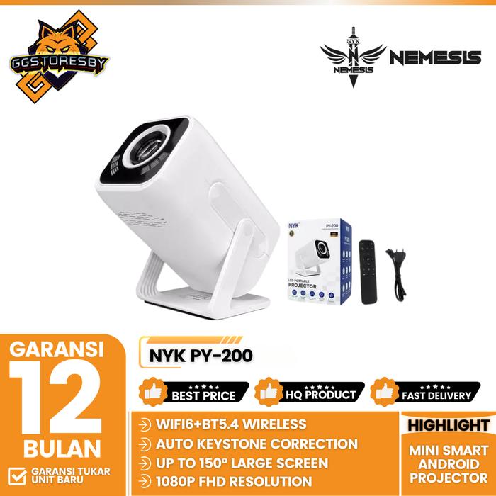 Gambar NYK PY-200 Mini Smart Android Projector 200 ANSI Lumens Full HD 1080P - Mini LCD Projector NYK Smart Android PY 200 dari GGSTORESBY Kota Surabaya Tokopedia