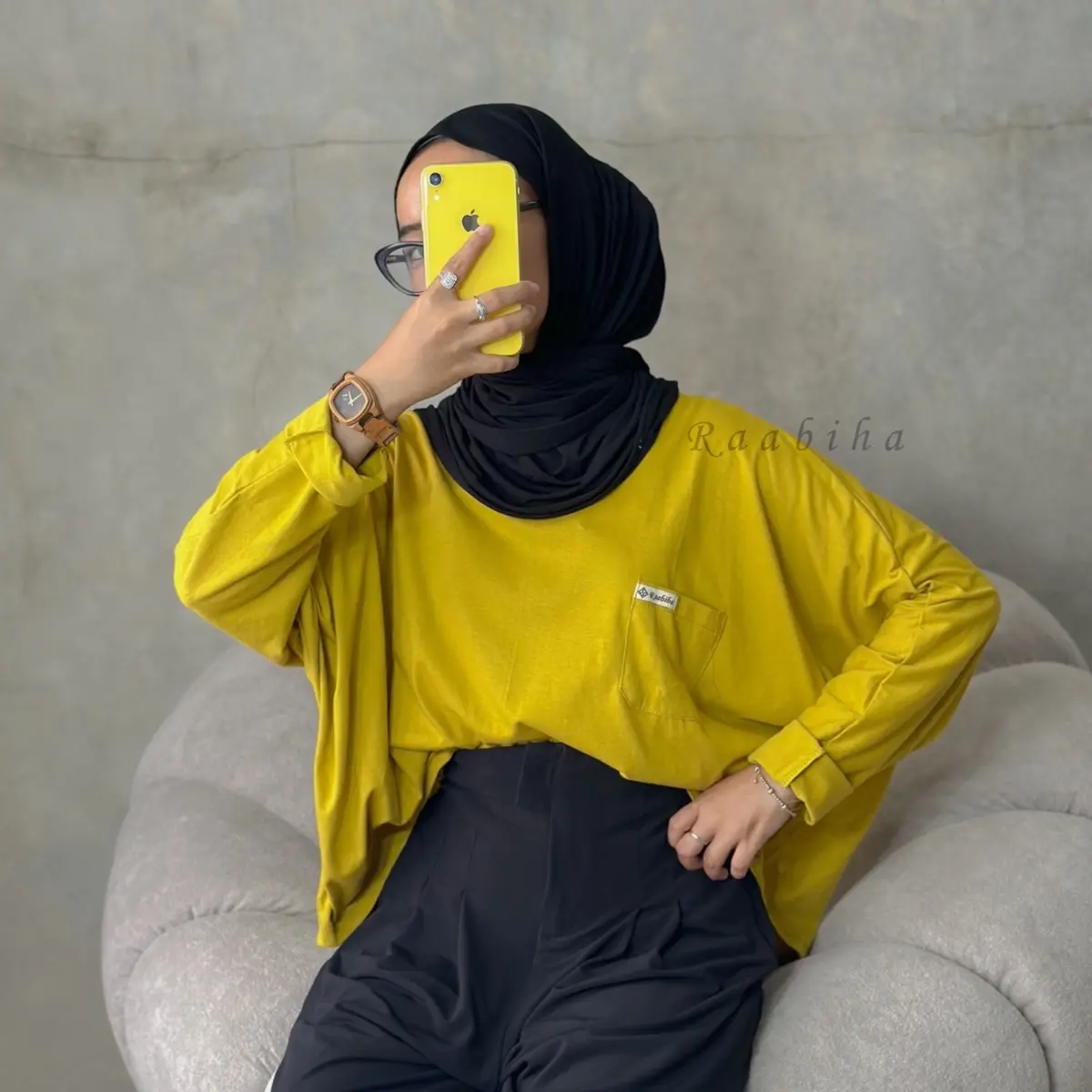 RAABIHA | Ayumi Batwing | Atasan Kaos Wanita | Baju Batwing Casual | Oversize Katun Polos