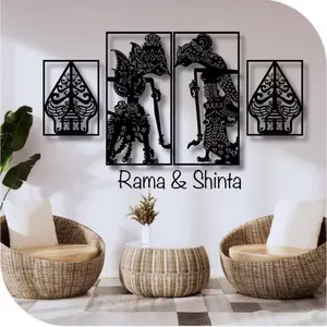 Dekorasi 3D Wayang 1 set / ARJUNA . RAMA SHINTA PUNOKAWAN DEKORASI DINDING Gold Kayu