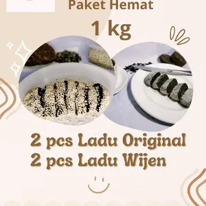 Paket Hemat 1 kg Campur Ladu Ketan Hitam Ceu Isum Original dan Wijen empuk kenyal legit jajanan jadul kue Tradisional kue basah Manis gurih kelapa