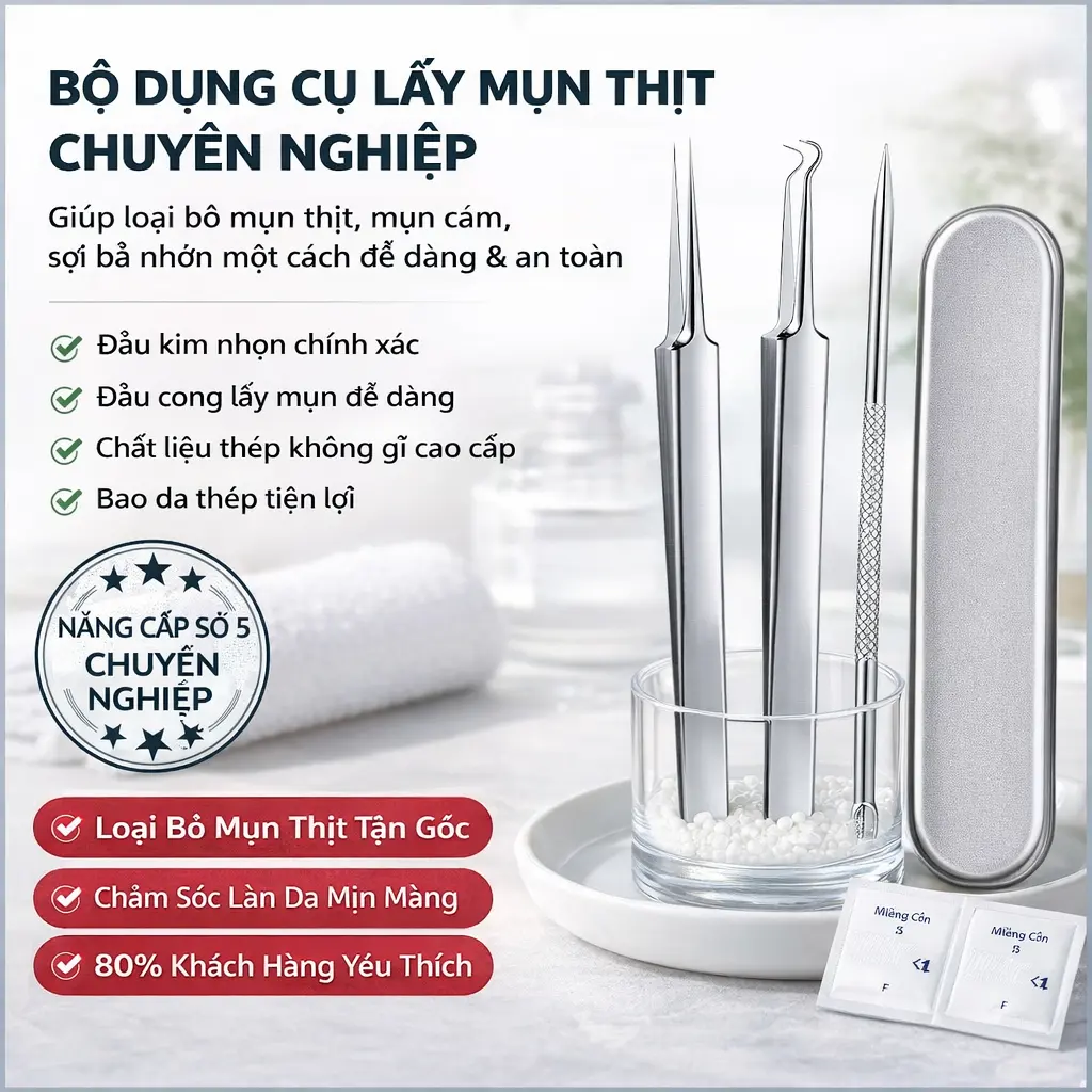 Bộ Kim Mụn Siêu Sắc, Nhíp Loại Bỏ Mụn Kẹp Tế Bào Số 5, Dụng Cụ Hữu Ích Để Loại Bỏ Mụn Trứng Cá Và Loại Bỏ Mụn Trứng Cá, Kẹp, Kìm Mụn Trứng Cá, Kẹp mụn đầu đen, số lượng: Bộ 3 món.,1 hộp 3 cái.[Thanh Toán Khi Nhận Hàng]