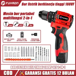 FUYAON【COD】 Bor Listrik Motor Tanpa Sikat Dua Dalam Satu 188vf, Motor Tanpa Sikat 16.8V, Bor Listrik Murah Super Tahan Lama, Obeng Listrik Penggerak Benturan/Bor Benturan/Bor Tanpa Kabel/Set Bor Listrik/Bor Listrik Tangan