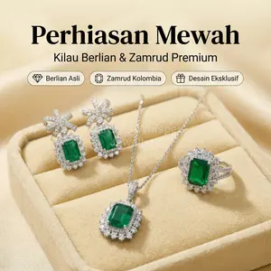EWS07 Cincin berlian penuh simpul zamrud katun tugas berat berkualitas tinggi untuk wanita, anting-anting, liontin, set kalung