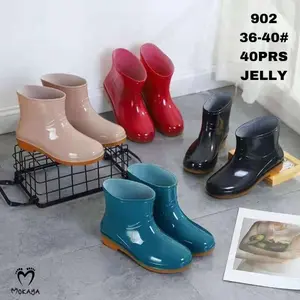 (902) Sepatu Boot Karet Pendek Wanita Polos Mengkilap Anti Air Anti Slip Kece Kekinian Mokaya / Ukuran 36-41 Kerja