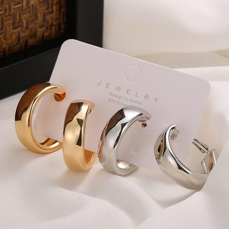PH64 Big Earrings Anting Tusuk Tindik Emas Perak Gold Silver Giwang Besar Model Round Half Bulat 1