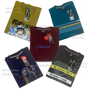 5 PCS KAOS ANAK TANGGUNG | UKURAN M | MIX MOTIF | DESAIN UNIK NYAMAN UNTUK ANAK | BAHAN SEMI KATUN