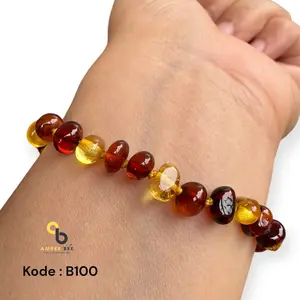 Gelang Amber Dewasa Premium Glossy Cognac Lime ABGCL100