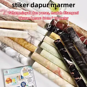 Ketebalan 0.3 mm sticker dapur anti minyak Stiker Kompor Kompor Tahan Suhu Tinggi Tebal Film Furnitur Kertas Film Aluminium wallpaper marmer 60CM*10 meter
