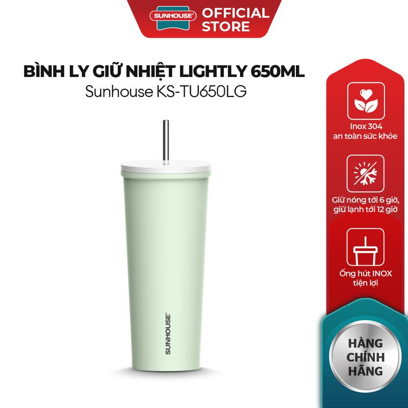 [Hàng mới về] Bình ly giữ nhiệt Lightly 650ml Sunhouse KS-TU650LG - Inox 304 - Giữ nhiệt 4-6h - Đế silicon chống trượt
