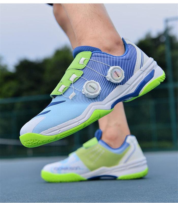 Product Introduction of 36-46 Professional Badminton Shoes for Men Double Rotating Buckle Tennis Shoes Wear-resistant Non-slip Table Tennis Shoes Couple's Training and Competition Sneakers Plus Size 23