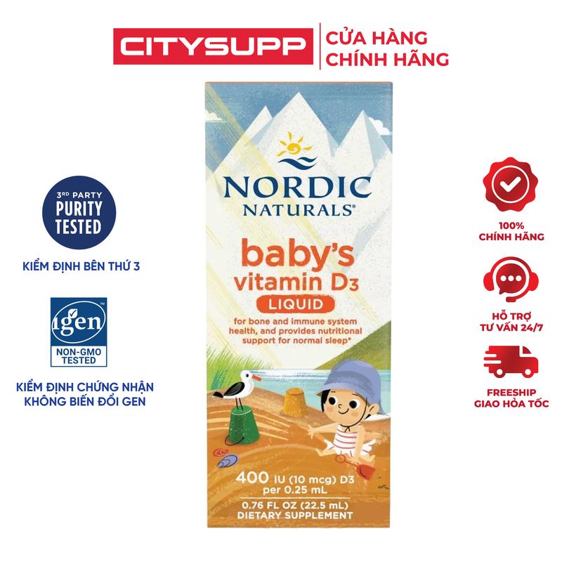 Siro Vitamin D3 Nordic Naturals Babys Vitamin D3 Liquid 22,5ml Bổ Sung Vitamin D3 Cho Bé 0-12 Tháng | CitySupp