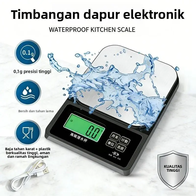 Timbangan digital dapur 3kg bisa di charger anti air  bumbu kopi buah makanan