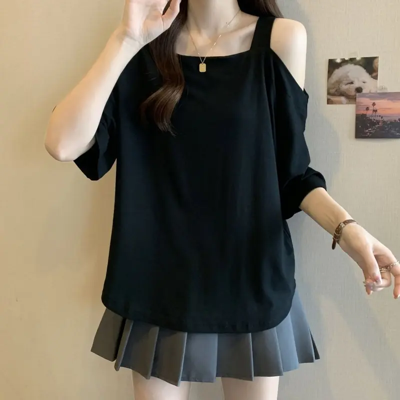 Atasan Wanita Dewasa Import Polosan Tali 1 Off Shoulder Kekinian Korean Style 5