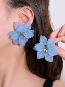 Pendientes de flores preservadas de doble capa “Sweet”, elegantes stud florales de tamaño grande, perfectos para uso diario, fiestas y todas las estaciones