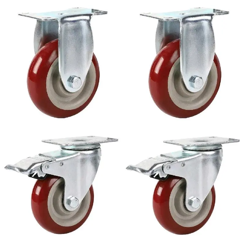 Bánh xe đẩy đỏ mận D75mm, D100mm tải cao nhập khẩu.