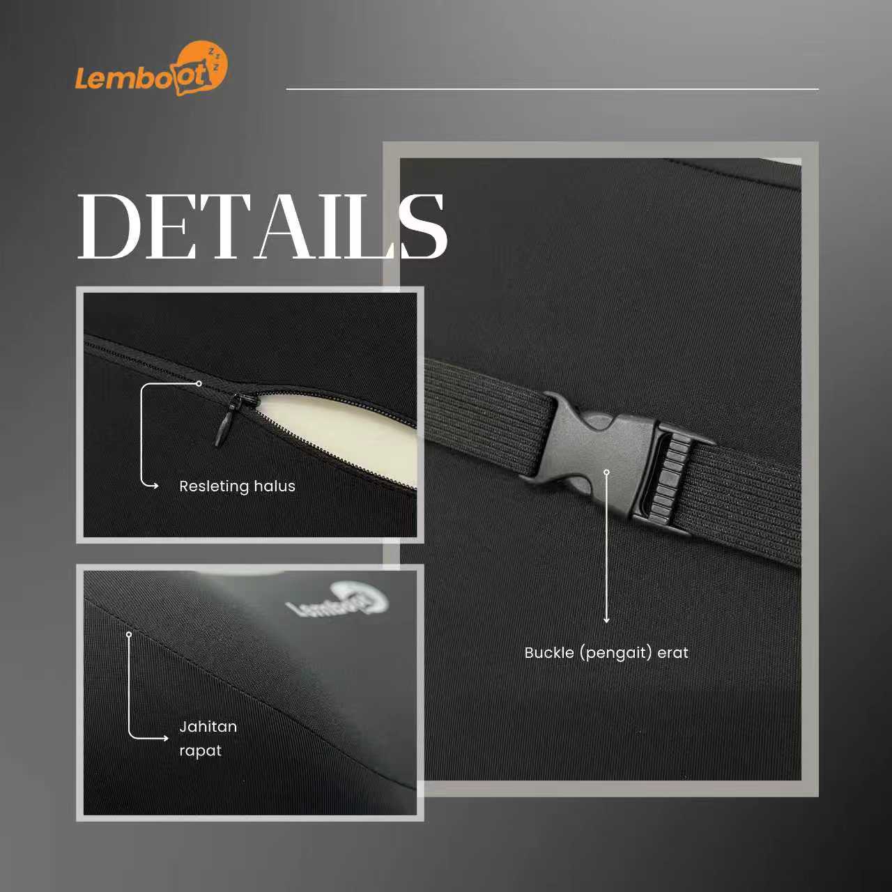 LEMBOOT Bantal Mobil Set Ergonomis Memory Foam 100% Bantal Leher Mobil Bantal Pinggang Mobil