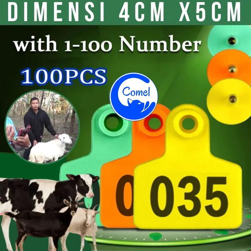 Eartag 5x4cm Blank Sapi Domba Kambing Neck Tag Kalung Ternak, Ear Tag Anting Ternak COMEL PETSHOP 1