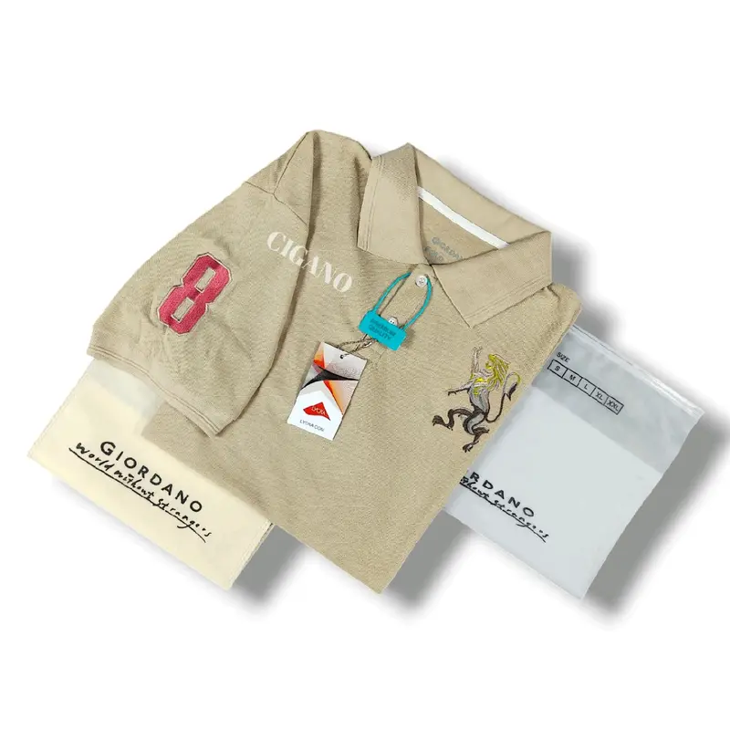 Polo Shirt Giordano Full Bordir Lion 3D Kaos Krah Bordir Pria Dewasa 1