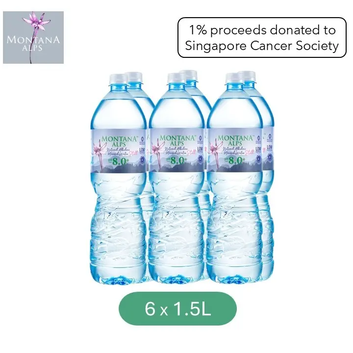 Montana Alps Natural Alkaline Mineral Water pH8.0 (6 x 1.5L)