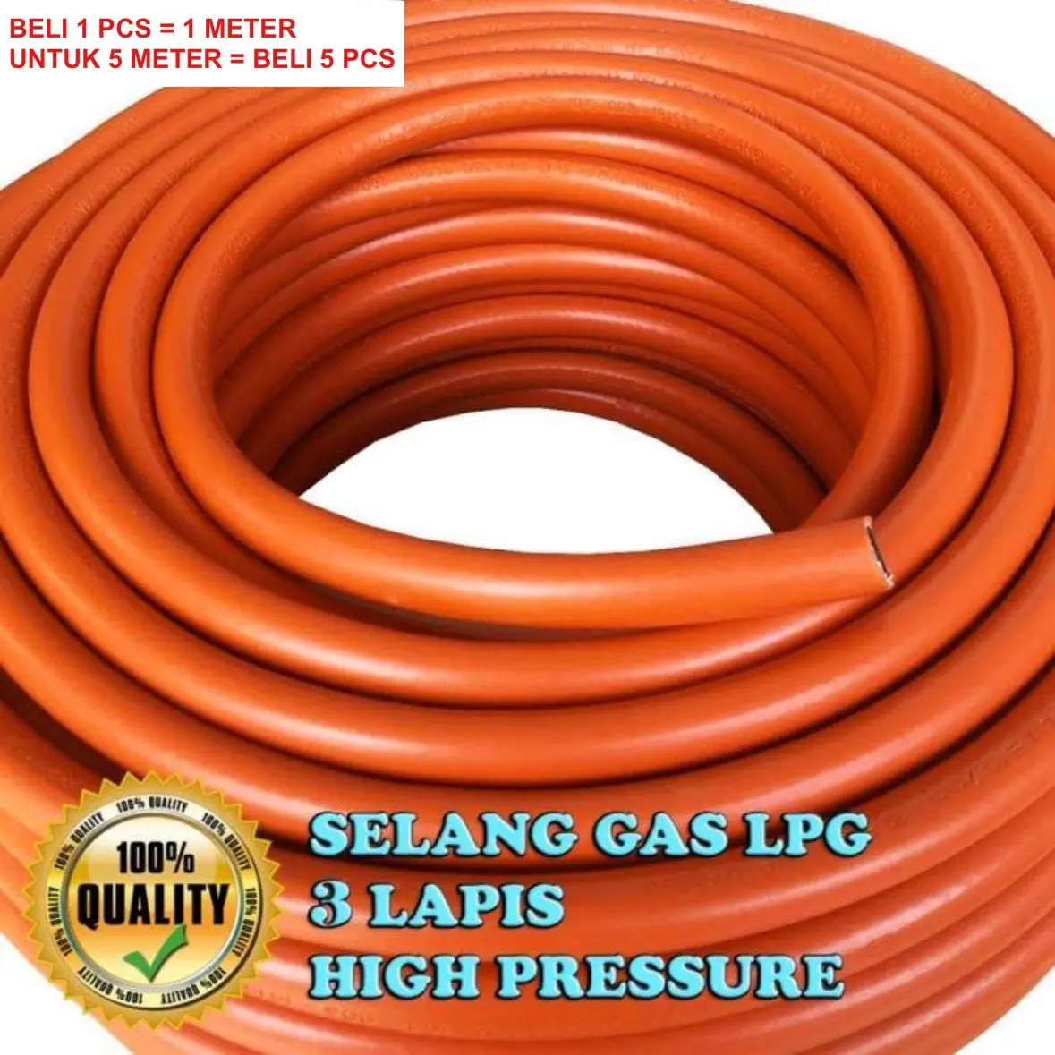 SELANG GAS LPG 3 LAPIS ORANGE HIGH PRESSURE HARGA PER METER