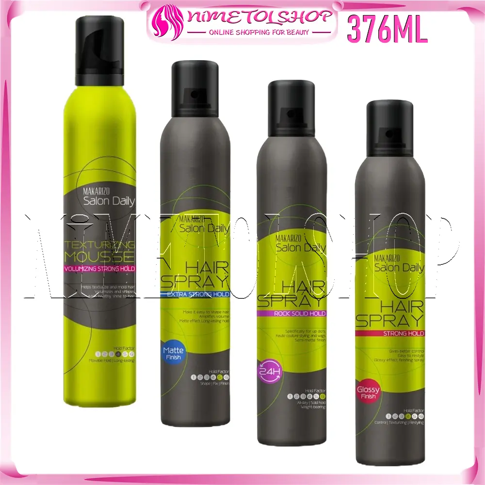 MAKARIZO Professional Salon Daily Hair Spray 376ml Hairspray Rambut Sanggul Wig Extra Strong Hold Rock Solid Texturizing Mousse Volumizing Mousse