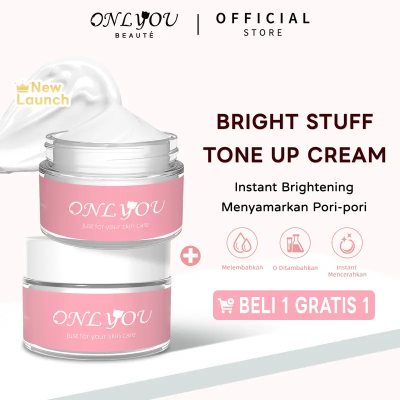 【Beli 1 Gratis 1】ONLYOU Bright Stuff Tone Up Cream CC cream  Menyamarkan Pori-pori toning melembabkan Wajah/Invisible Pore Skin Cream 【BPOM】【COD】 0