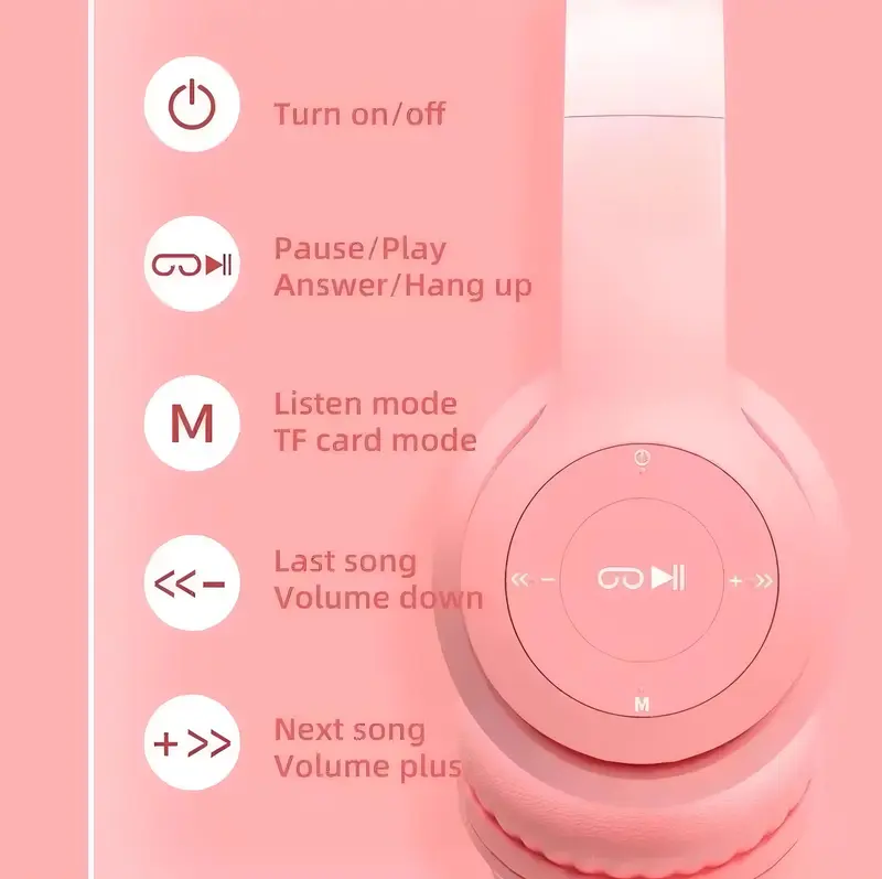 MoonLight - Headphone Bluetooth Model Telinga Kucing LED Wireless Stereo Bass Y47 / Headphone Lucu dengan Lampu Y47 3