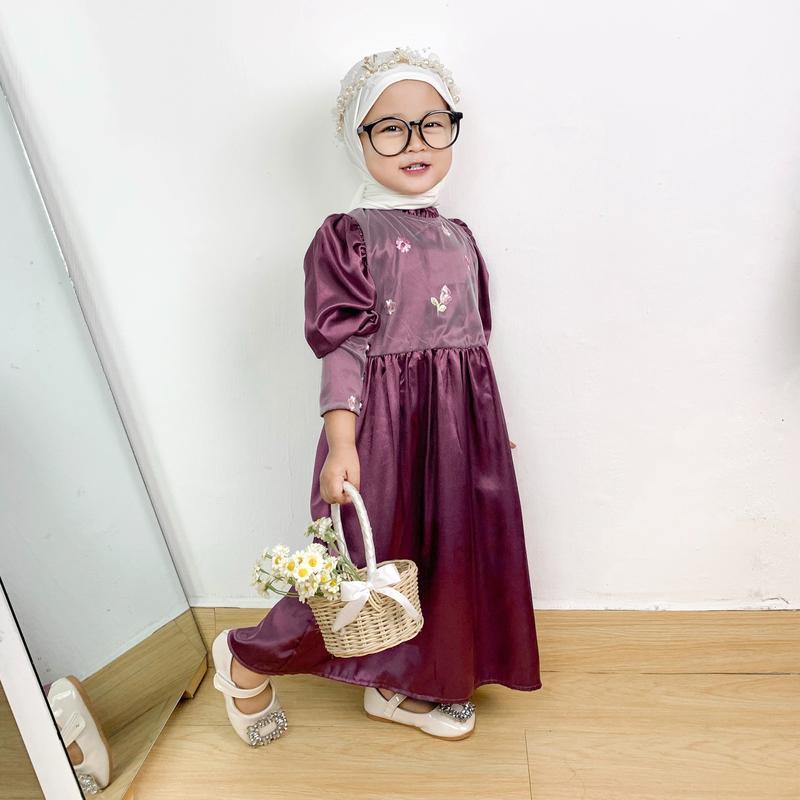 KNO 1-5 THN GAMIS ANAK ADISHA BAJU LONG DRESS ANAK PEREMPUAN BORDIR BROKAT BY LITTLE KODA 1